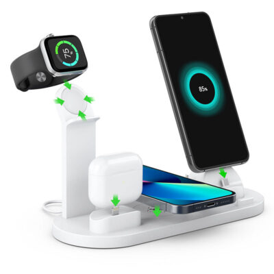 Wireless Charging Stand 6 In 1 Wireless Charger For Smartphones, AirPods, Watches