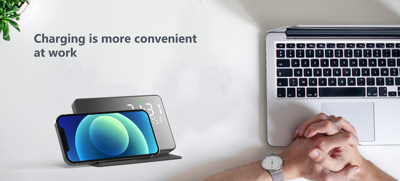 4 In 1 15W Wireless Charging Station With Large LED Display Alarm Clock Temperature China Wholesale Vendors, Factory, Supplier