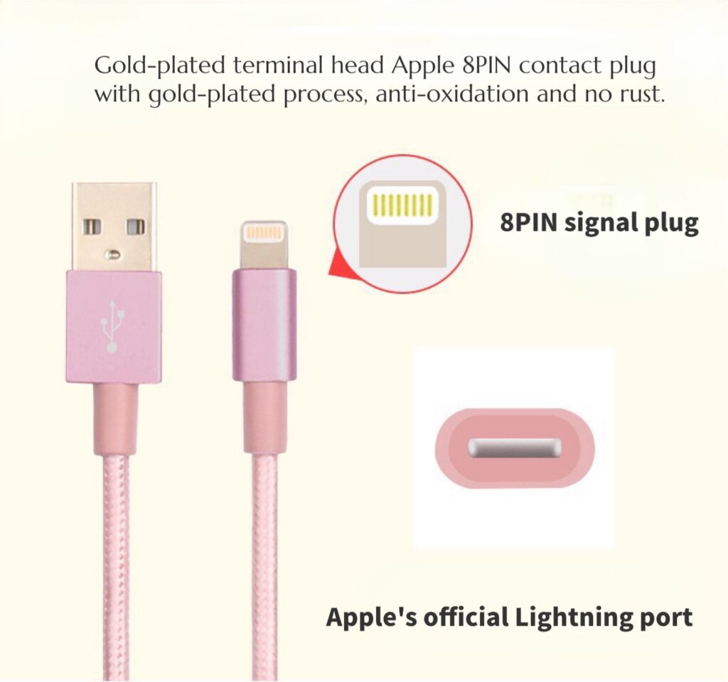 Lightning To USB Cable Gold 1M Apple MFI Certified 2.4A Fast Charging For iPhone 14 China Wholesale Vendors, Factory, Supplier