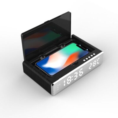 UV Sanitizer Box For Cell Phones, With 3 Alarm Clocks, Thermometer, 5W Wireless Charger