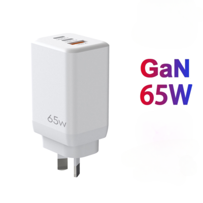 65W GaN Charger 2C1A 3 Ports USB C USA B Fast Travel Charger Adapter For Phone, Laptop